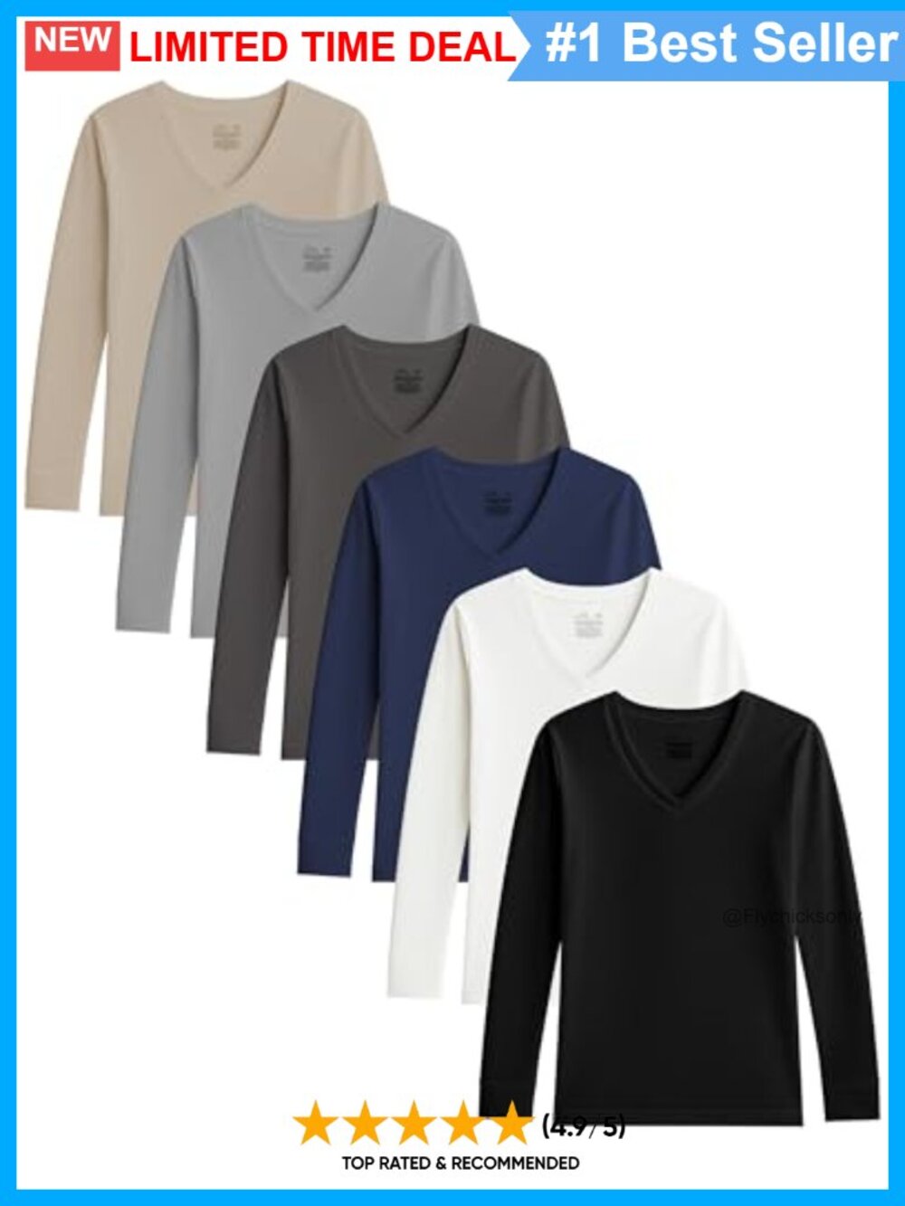 Women's Ultra Soft Long Sleeve V-Neck Base Layer Top